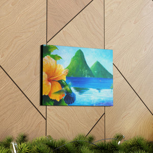Canvas Wall Art, Green-throated Carib, St Lucia Pitons, Jade Mountain Resort, Humingbird Art