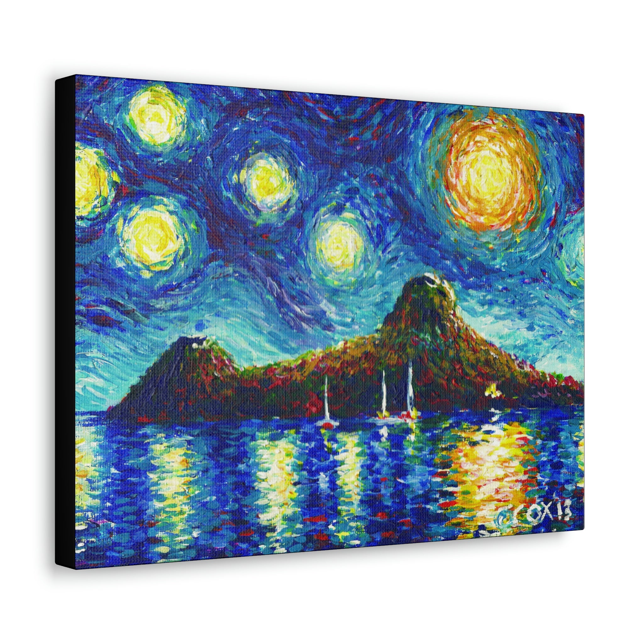 Canvas Wall Art, Ode to Van Goghs Starry Night, Pigeon Island, St Lucia, St Lucian Art