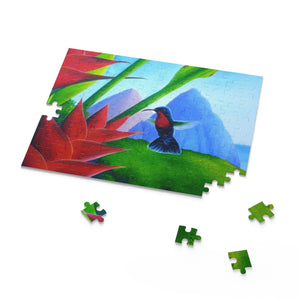 Puzzle (120, 252, 500-Piece), Jigsaw Puzzle, Purple-throated Carib Hummingbird and Pitons